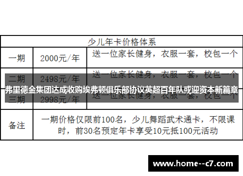 弗里德金集团达成收购埃弗顿俱乐部协议英超百年队或迎资本新篇章